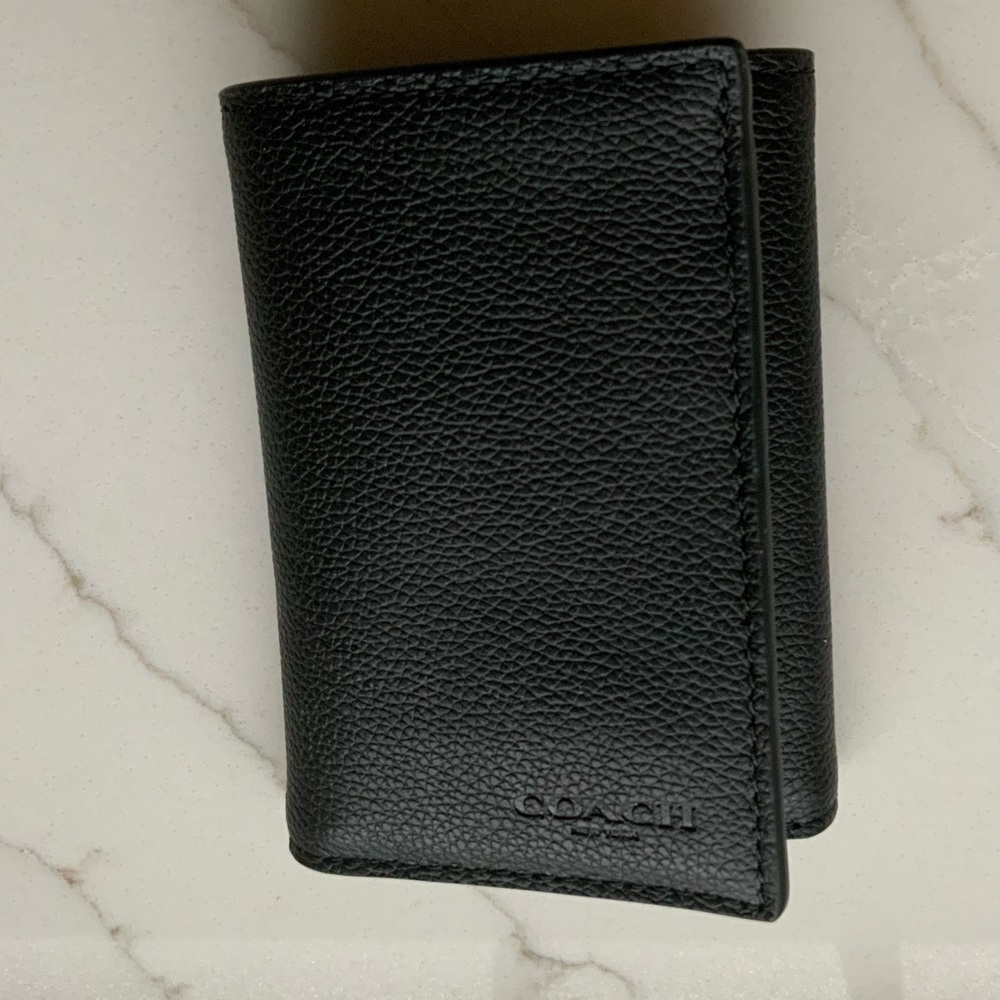 COACH Black Leather Card Holder with Textured Finish (NWOT)
